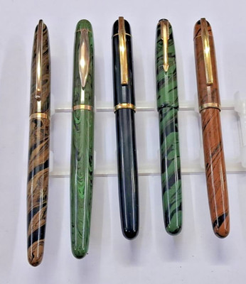 SET OF 5 Ebonite Handmade Eyedropper Fountain Pens Vintage New Old Stock