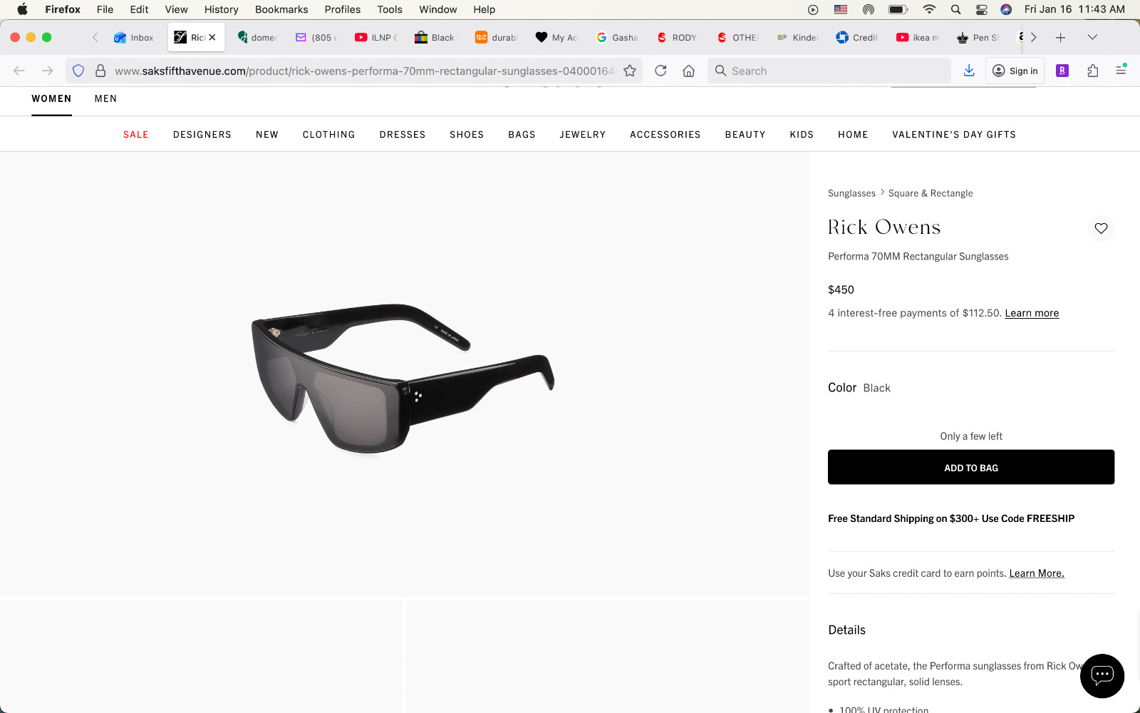 Rick Owens Performa 70MM Rectangular Sunglasses - image 5