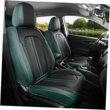 FREESOO Leather Car Seat Covers Full Set, 1 F9 Full Set - 5PCS Black-Green