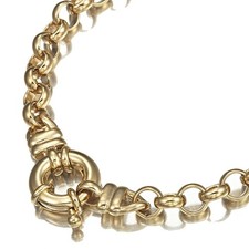 18K GL Solid Belcher Yellow Gold Bracelet with Antique Lifebuoy Style Clasp