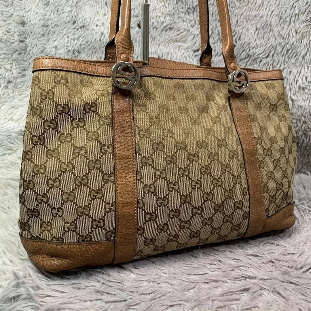 Gucci GG Monogram Canvas Tote Shoulder Bag Brown A4 Business Model 353122 Auth — image 11