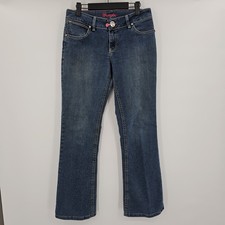 Wrangler Womens Denim Jeans Size 5/6x32 Thick Stitch Embroidered Studded Flawed