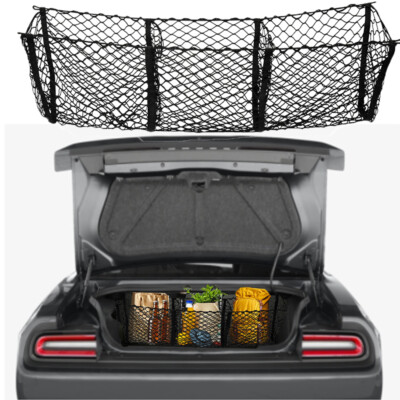 3 Pocket Cargo Net Heavy-Duty Luggage Holder Accessories For Dodge Challenger