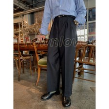 Summer American Retro Classic Loose Wide-Leg Trousers Straight Pleated Man Pants