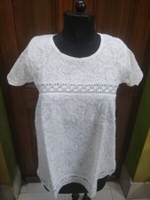 TUNIC S 38 ARTISAN 100 COTTON HANDMADE ETHNIC TOP KURTA KURTI CHIKAN EMBROIDERY