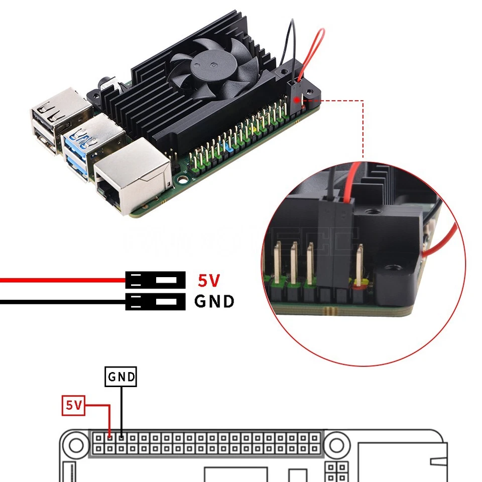 ROCK 4 Model C+ Cooling Fan 3510 Heatsink for Rock Pi 4C Plus - Image 2 of 4