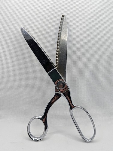 WISS 9" Zigzag Pinking Shears Vintage Scissors Made In USA Chrome Plate Sewing - Picture 3 of 7
