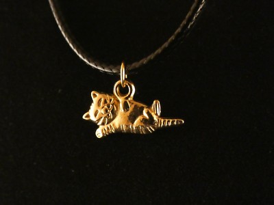Katze Anhänger mit Kette 24 Karat Vergoldet Tier Kätzchen Cat Kitty Kitten Charm
