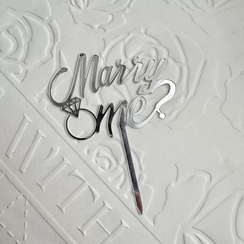 Acrílico Cásate Me Anillo de Boda Aniversario Cumpleaños Boda Decoración de Pasteles - Imagen 4 de 10