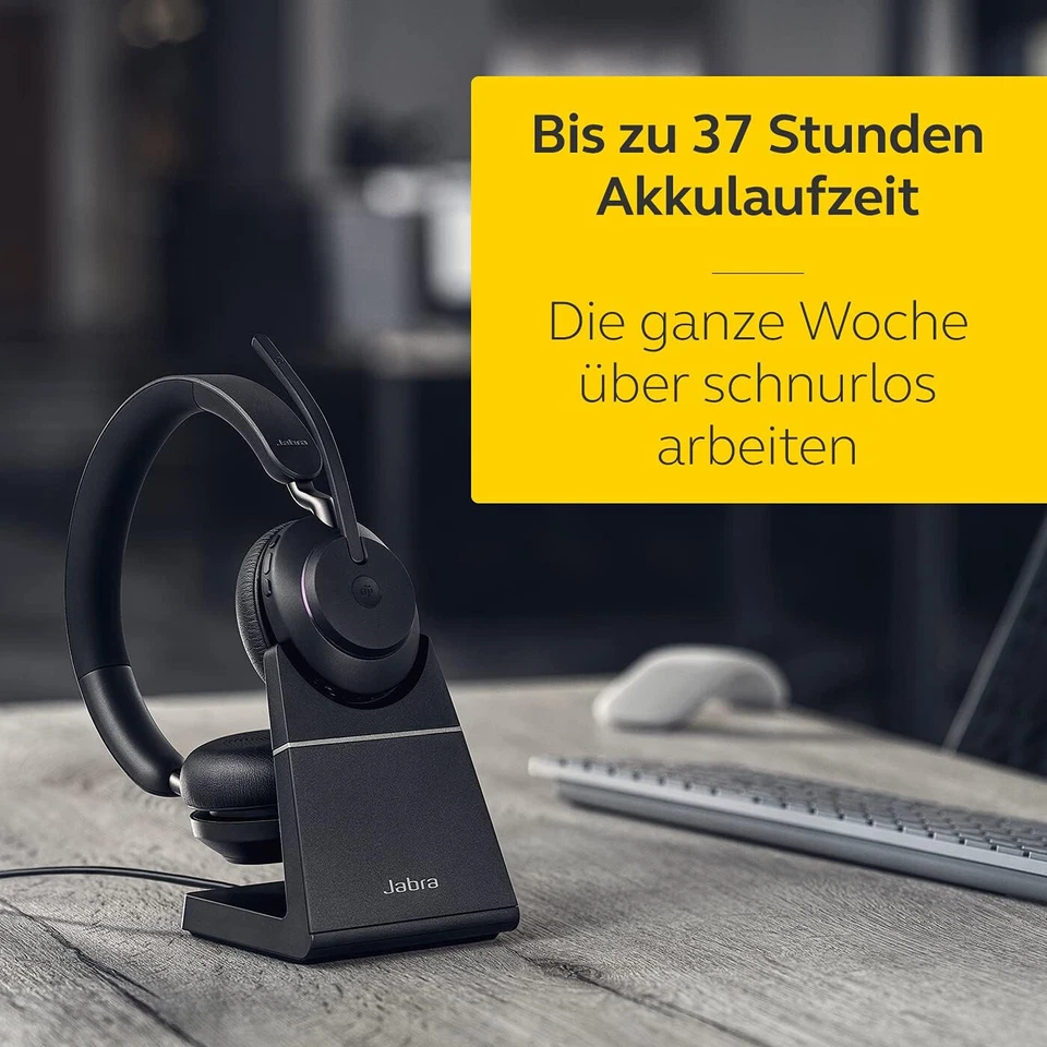Jabra Evolve2 65 MS  Wireless Mono Headset Kopfhörer + Ladestation, Schwarz - Bild 3 von 4