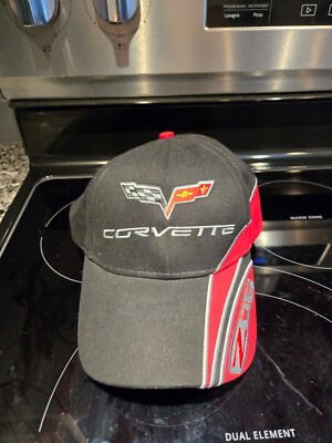 Vintage Ralph White Corvette ZO6 505 HP Baseball Cap Black and Red 
