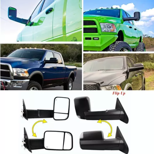 Set Tow Mirrors Power Heated Led Signal For 02-08 Dodge Ram 1500 03-09 2500 3500
