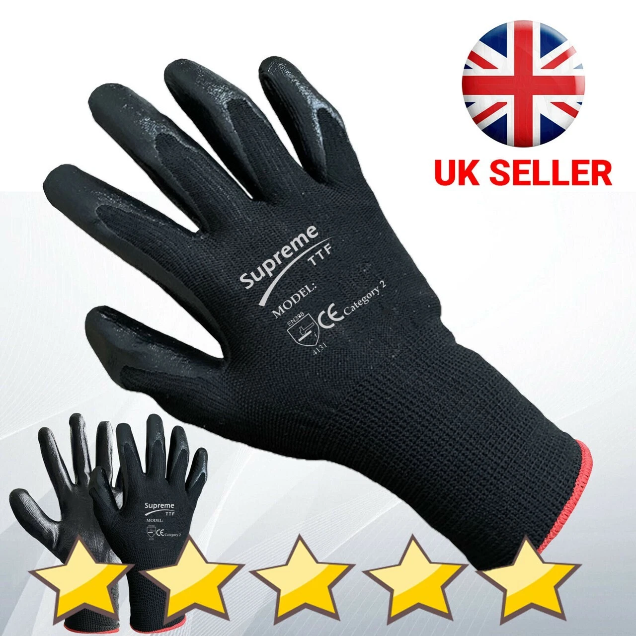 24 paires de gants de travail en nylon rouge PREMIUM REVÊTUS DE NITRILE poignée de jardinage