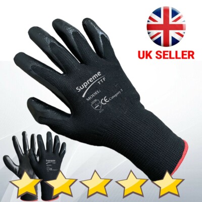 24 Paar PREMIUM NITRIL BESCHICHTET rot Nylon Arbeitshandschuhe Bauherren Gartengriff