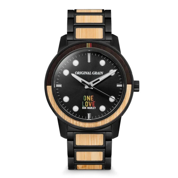 Original Grain "One Love" Ltd. Edition Bob Marley Bamboo Black 42mm Watch- NIB - Image 2 of 4