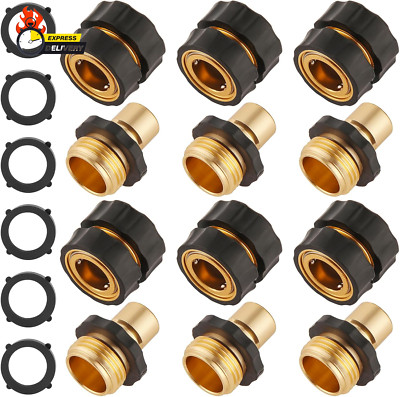 6 Set Quick Connect Hose Fittings for Garden Hose Quick Connector with Gasket, 3