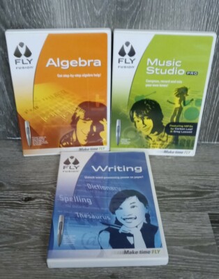 Lot of 3 FLY Fusion CD-ROM Algebra, Writing, Music Studio Pro