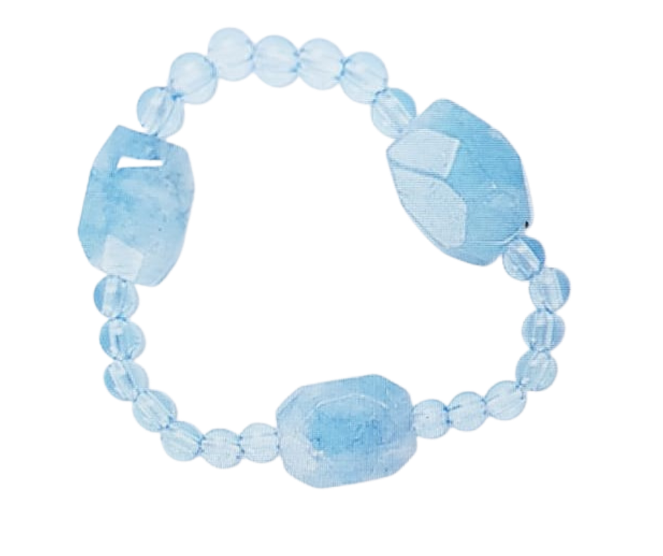 Turquoise Natural Gemstone Quartz Faceted Beaded Handmade Stretch Bracelet  Large