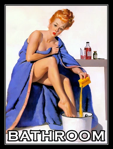 Bathroom Pin Up Girl, Retro metal Aluminium Sign vintage / Man Cave