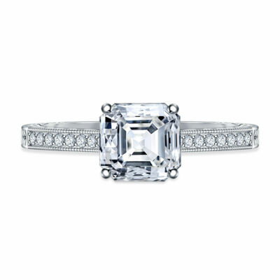 3+Ct Near White Moissanite Diamond Asscher 925 Sterling Silver - Main Image