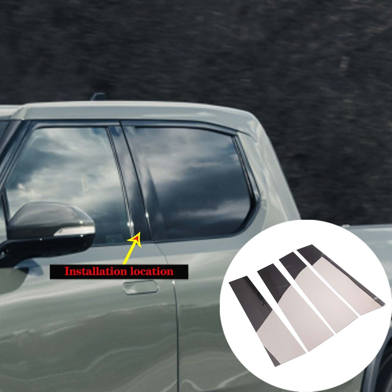 1Set For RIVIAN R1T 2022-2023 Chrome Exterior Center Window pillar trim Cover