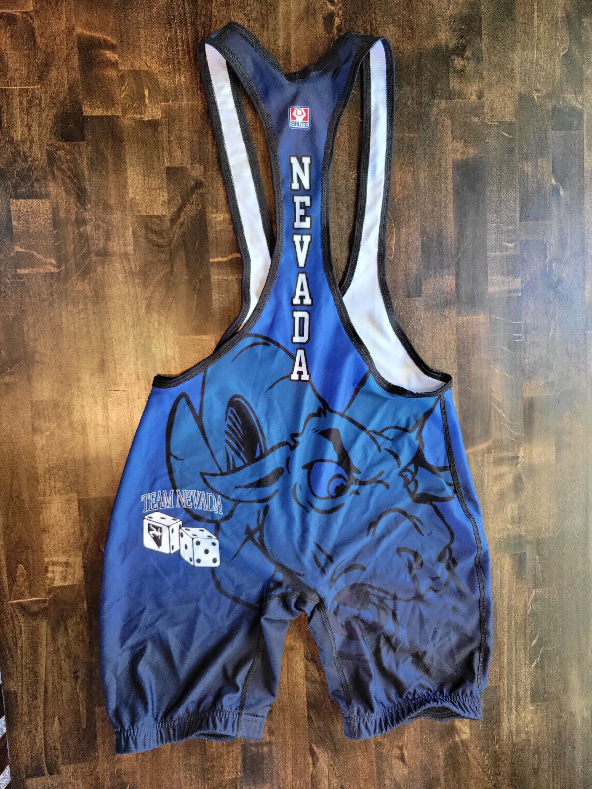 Mens Large Brute Low Cut Wrestling Singlet Suit Silver State Team