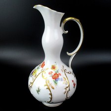 Edelstein Porzellan Prunk-Krug Blumendekor Handgemalt Bavaria Vase 22,5cm
