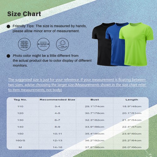 3Pcs Kids Boys Quick Dry Sport Tops Short Sleeve T-shirt for Fitness Running - Picture 17 of 33