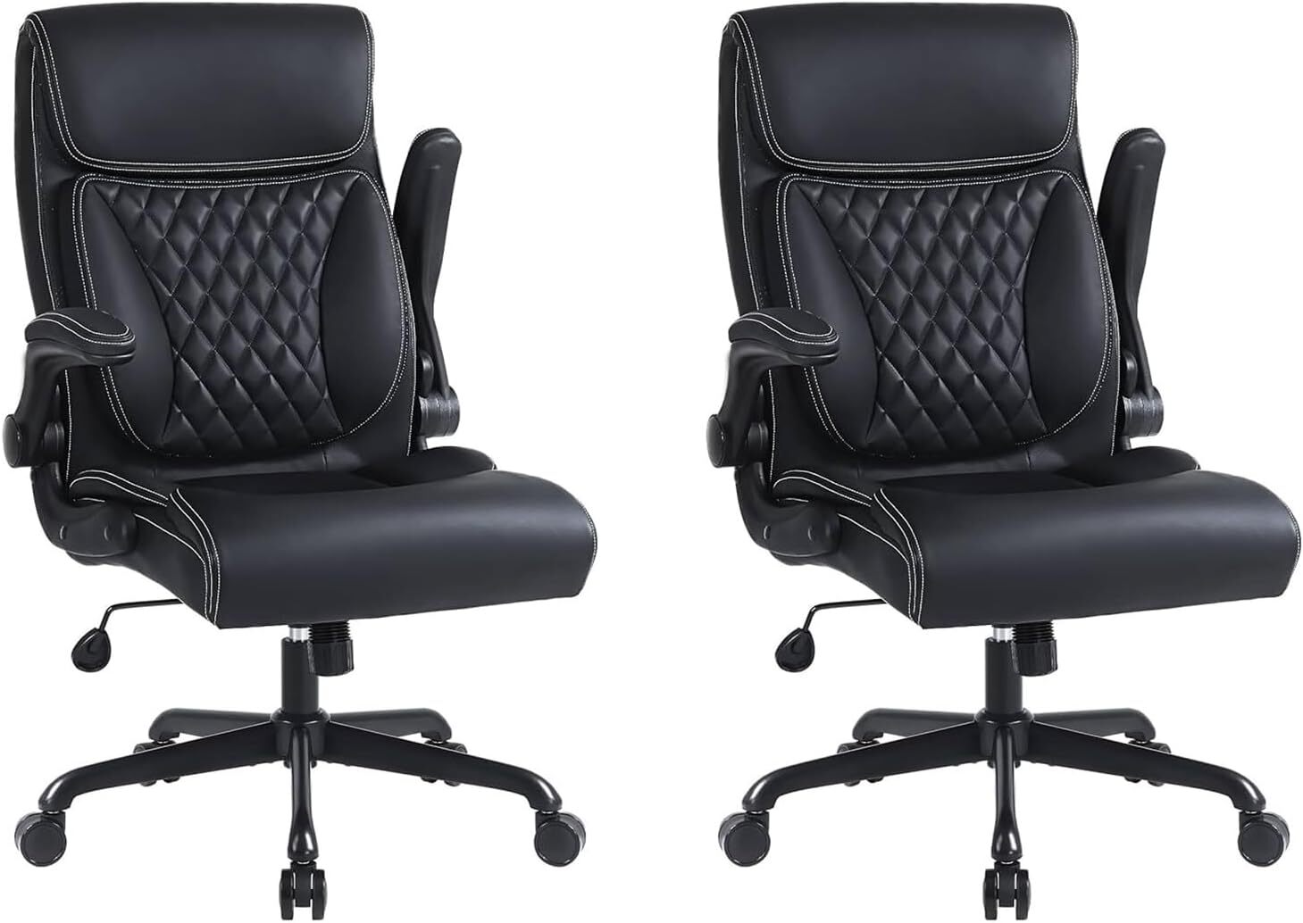 Executive Office Chair Set of 2, PU Leather Computer Chair with Lumbar Support
