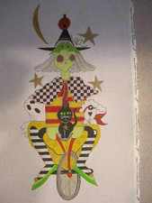 WITCH Handpainted Needlepoint Canvas MILE HIGH PRINCESS MHP2329 CAT ON BICYCLE