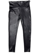Spanx Women  s Black Leather Look Shiny Leggings Slimming Shaping Size XL Petite