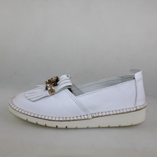 Women's Shoes RIPA 37 Eu Loafers White Leather DC472-37 - Picture 1 of 2