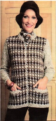 ~ Laminiertes Vintage Strickmuster für schöne Farbjacke mit Reißverschluss ~