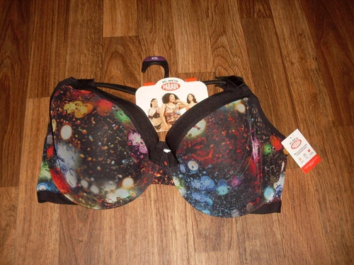 Parade Mesh Bra Underwire Light Padding Multicolor Raindrop Print 2XL NWT