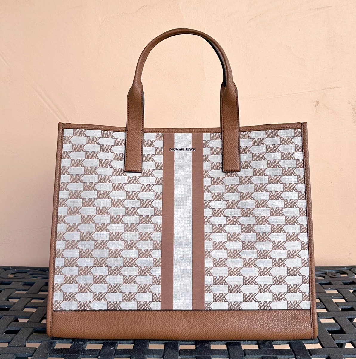 MICHAEL KORS COOPER XL COMMUTER STRUCTURED TOTE BAG CENTER STRIPE