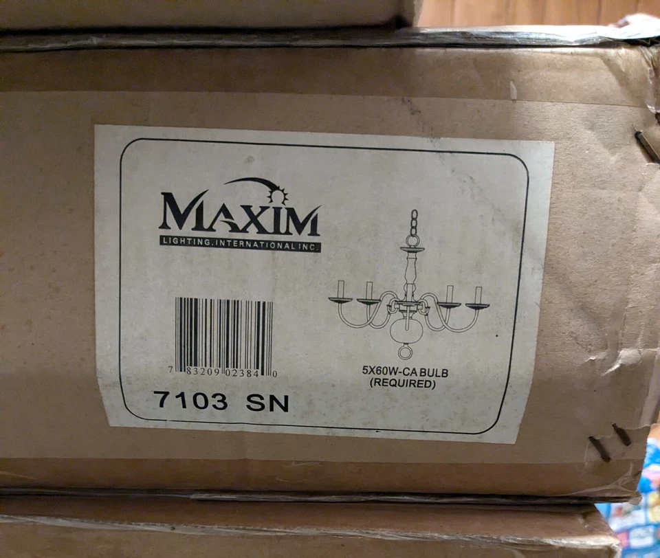 NEW Maxim Lighting 7103SN 5-Light Classic Candle Chandelier Satin Nickel NIB - Image 2 of 2