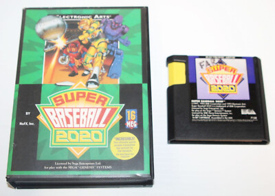 Super Baseball 2020 (Sega Genesis, 1993) Original Cartridge & Case - Tested!!