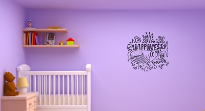 Wall Decal Whale Fish Happiness Inscription Words Quotation Vinyl Sticker ed112