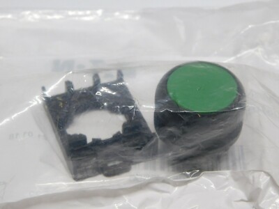New Eaton M22-D-G GREEN PUSHBUTTON with Lock Ring and Mount