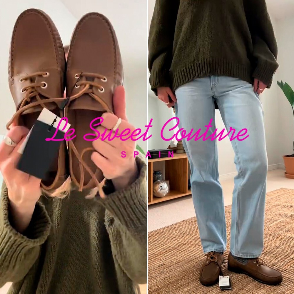 スペイン発 ♪Massimo Dutti ★オイルドレザーデッキシューズ MASSIMO DUTTI NWT SS25 TAN Oiled leather deck shoes ALL
