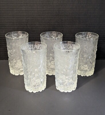 Vtg Goebel Charlottenhutte Ice Tree Bark Pattern Highballs Lot Of 5 MCM Italy