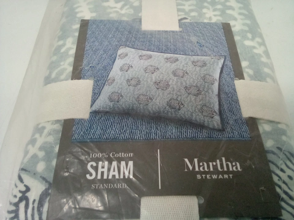 Fundas de almohada estándar para cama de baño Martha Stewart Fish Sham Home Foto 3 de 4