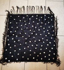 Trachtentuch Trachten Brusttuch mit Fransen 100% Seide schwarz 