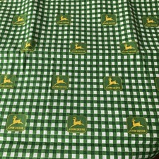 john deere Gingham Fabric panel 30  x36  NEW