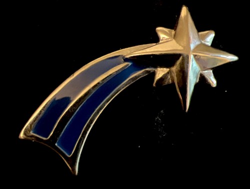 Vintage Silvertone & Blue Enamel Shooting Star Lapel Pin Tie Tack ...