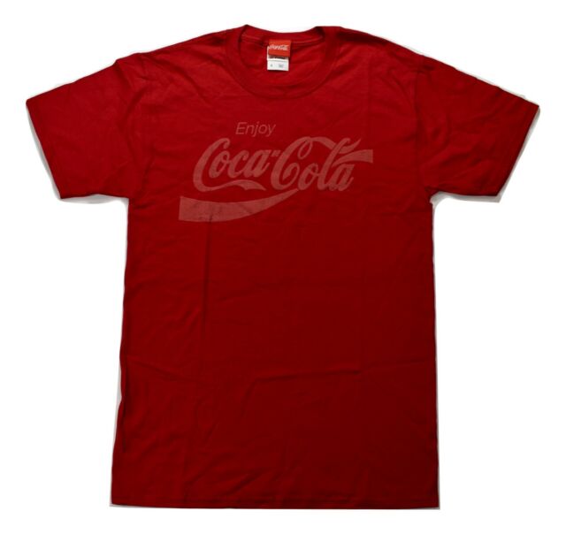 Maglietta rossa Coca-Cola da uomo Coca-Cola Enjoy stampa effetto invecchiato nuova S
