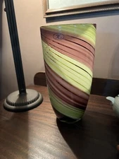 ART GLASS VASE Marked JL  10” Polished Bottom 416U