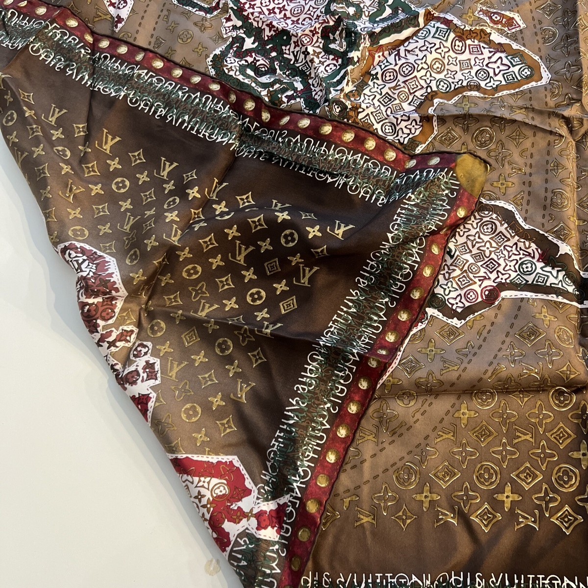 Louis Vuitton Silk Scarf Carre Monogram Map | eBay