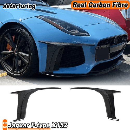 Fit for Jaguar F-type X152 16-19 Real Carbon Front Bumper Fins Splitters Canard  - Bild 1 von 11