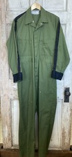 Vintage Unitog Oil Gas Station Mechanic Coveralls Green Black Stripe Medium